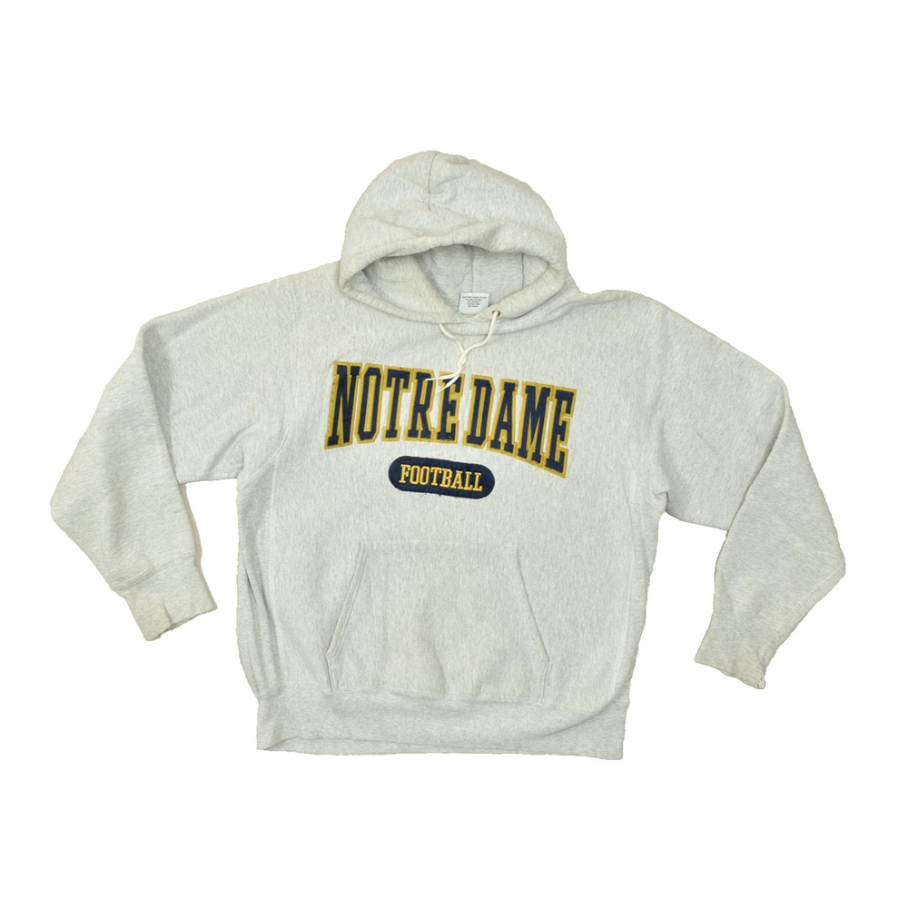 The Cotton Exchange Notre Dame Football Hoodie Reverse Weave Style Gray Large